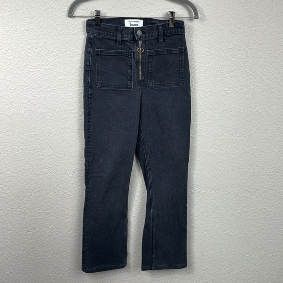 Reformation Peyton Zip Ultra High Rise Bootcut Jeans Solana Washed Black 25 - Picture 4 of 14